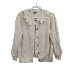 Pretty cream color cardigan with lacy Peter Pan collar by Who What Wear size XL